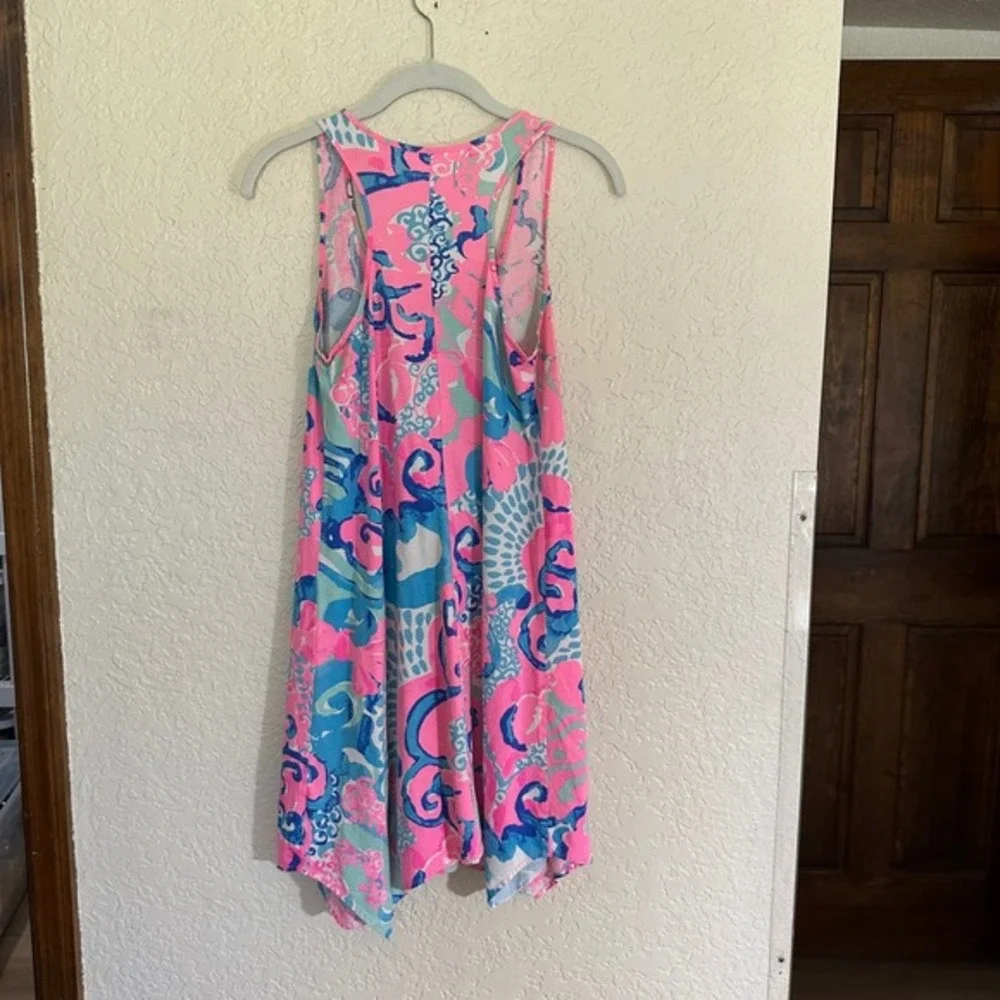 Lilly Pulitzer Tank Dress S Pink Blue Floral Sleeveless Im So Jelly Coral Reef - Picture 7 of 11